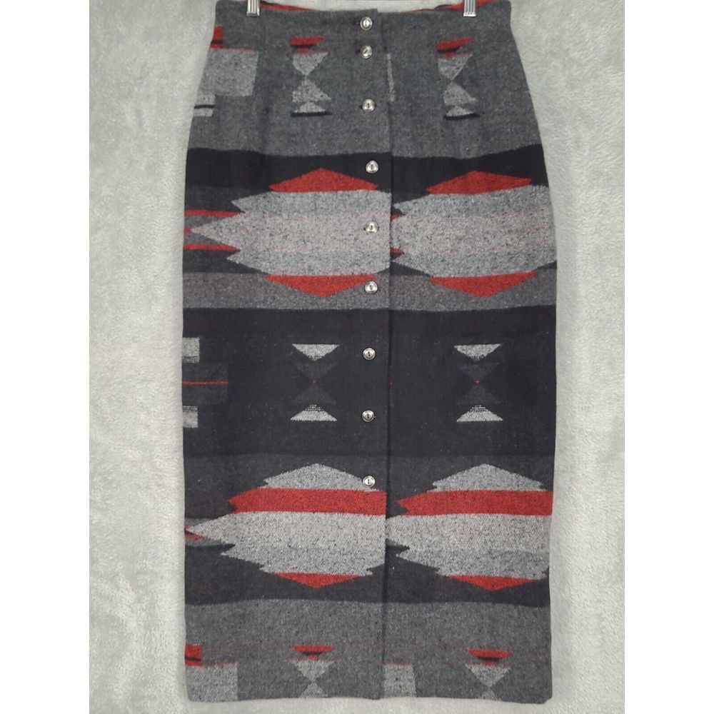 Vintage Northern Isles‎ A Line Button UP Skirt Sz 6 Aztec Pattern Wool Blend NWT